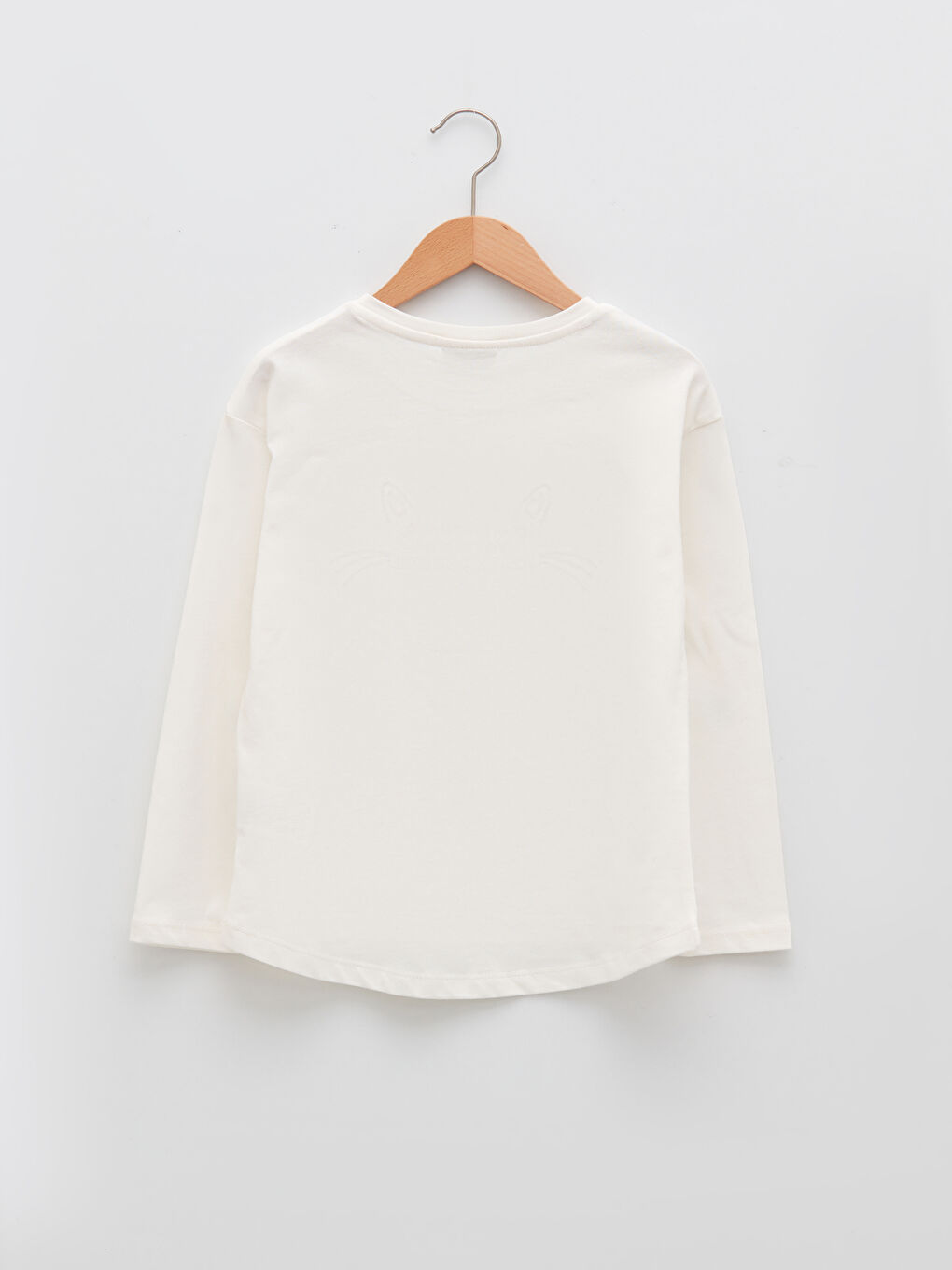 T-shirt Fille en Coton à Manches Longues avec Détails Brodés Col Rond-1