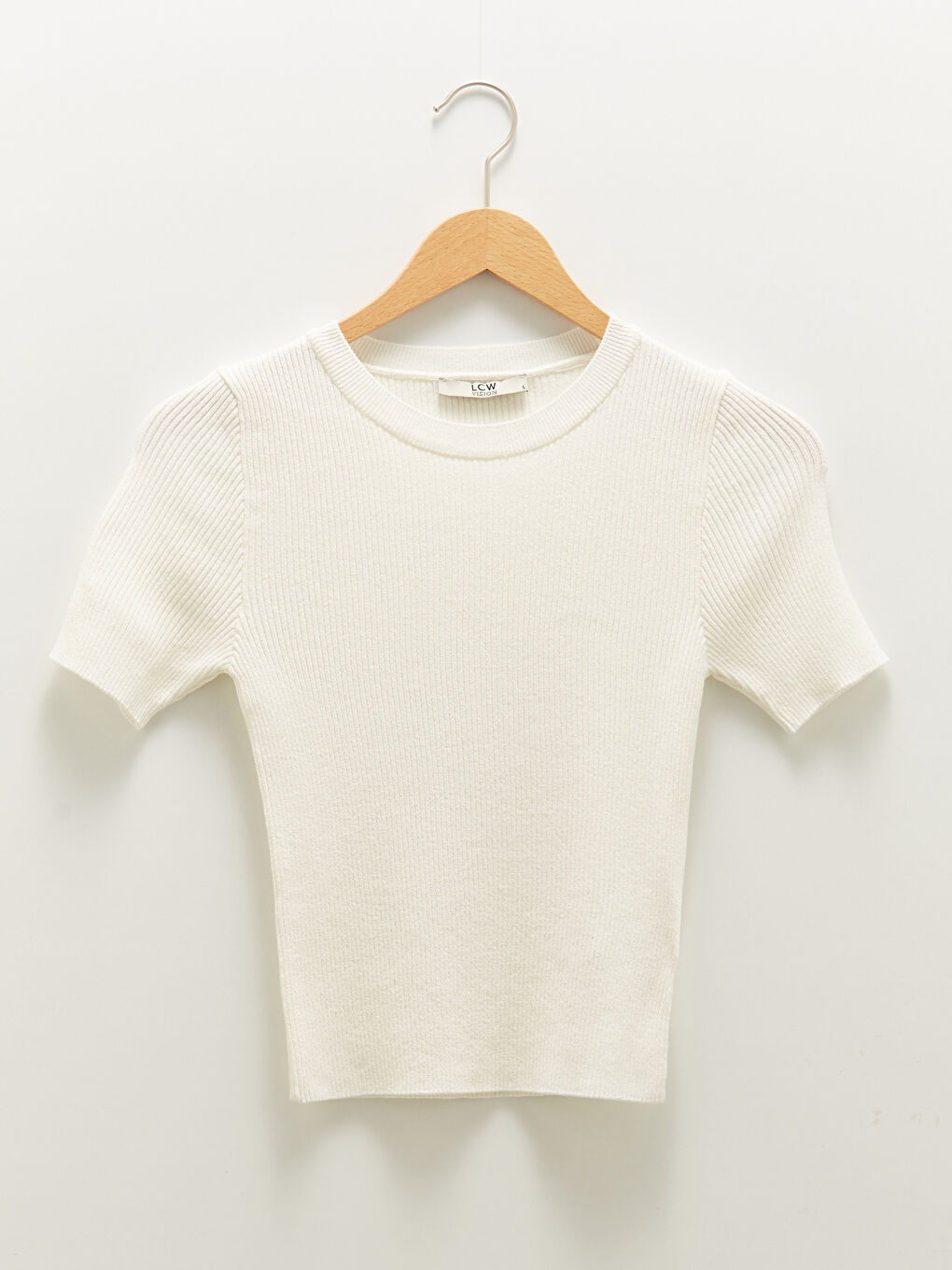 Crew Neck Straight Short Sleeve Crop Women's Knitwear Sweater-5