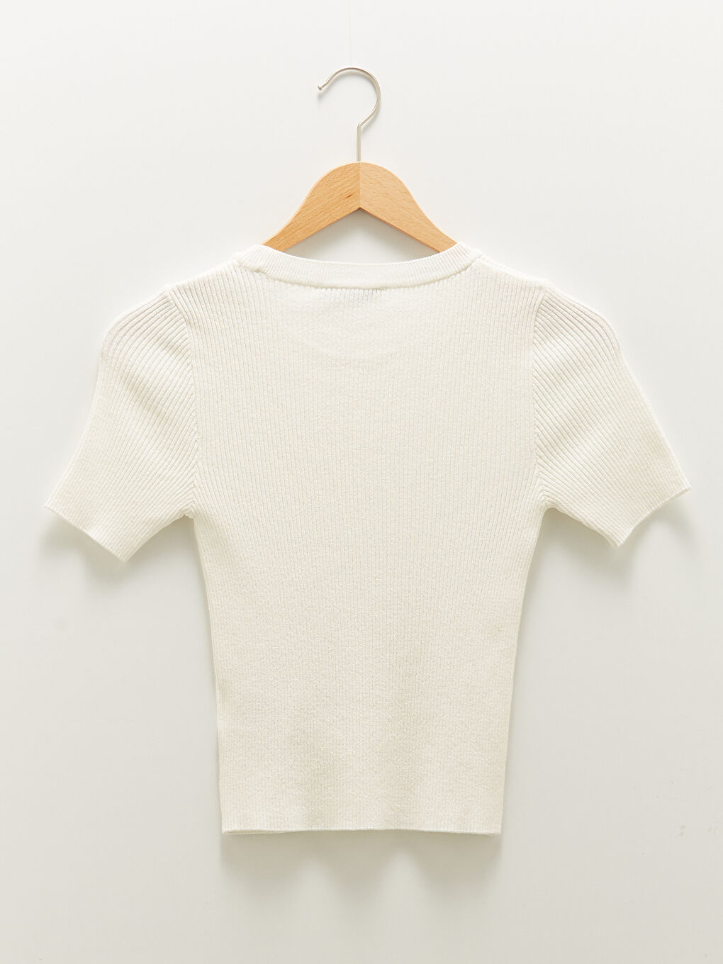 Crew Neck Straight Short Sleeve Crop Women's Knitwear Sweater-6