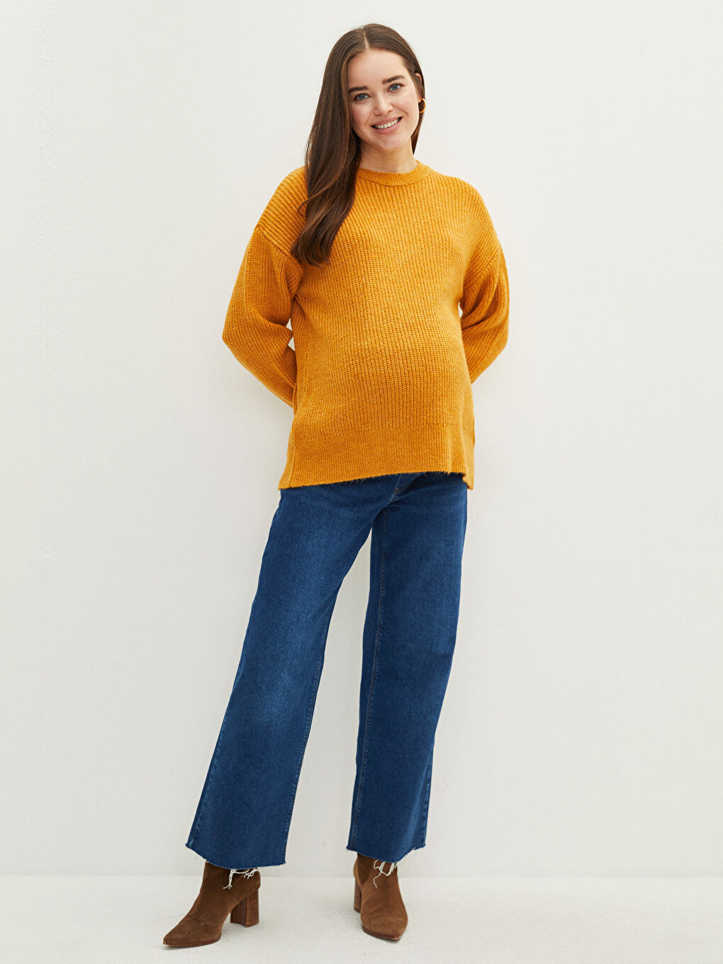 Pulover Tricot pentru Gravide cu Guler Rotund, Mânecă Lungă, Regular-5