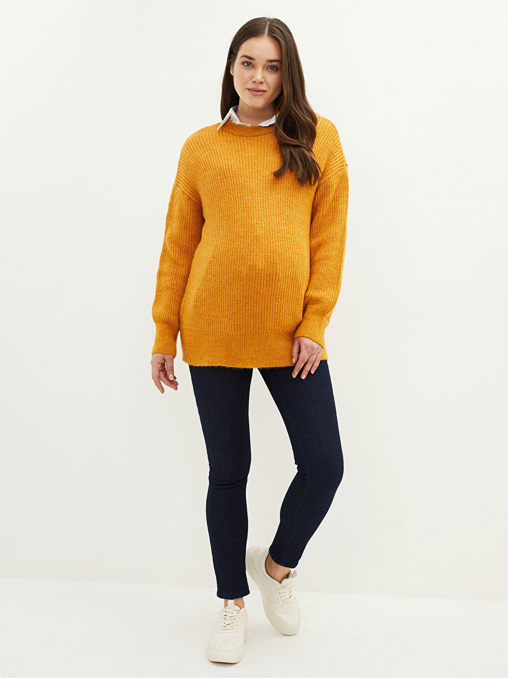 Pulover Tricot pentru Gravide cu Guler Rotund, Mânecă Lungă, Regular-4