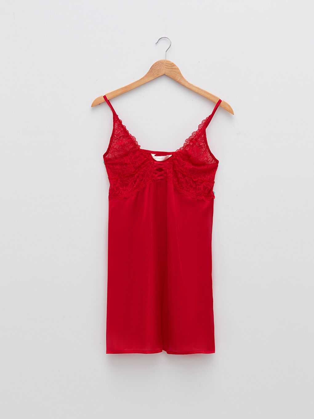 LCW DREAM V-Neck Lace Detailed Strappy Women's Fancy Nightdress -W1EG49Z8-HMW