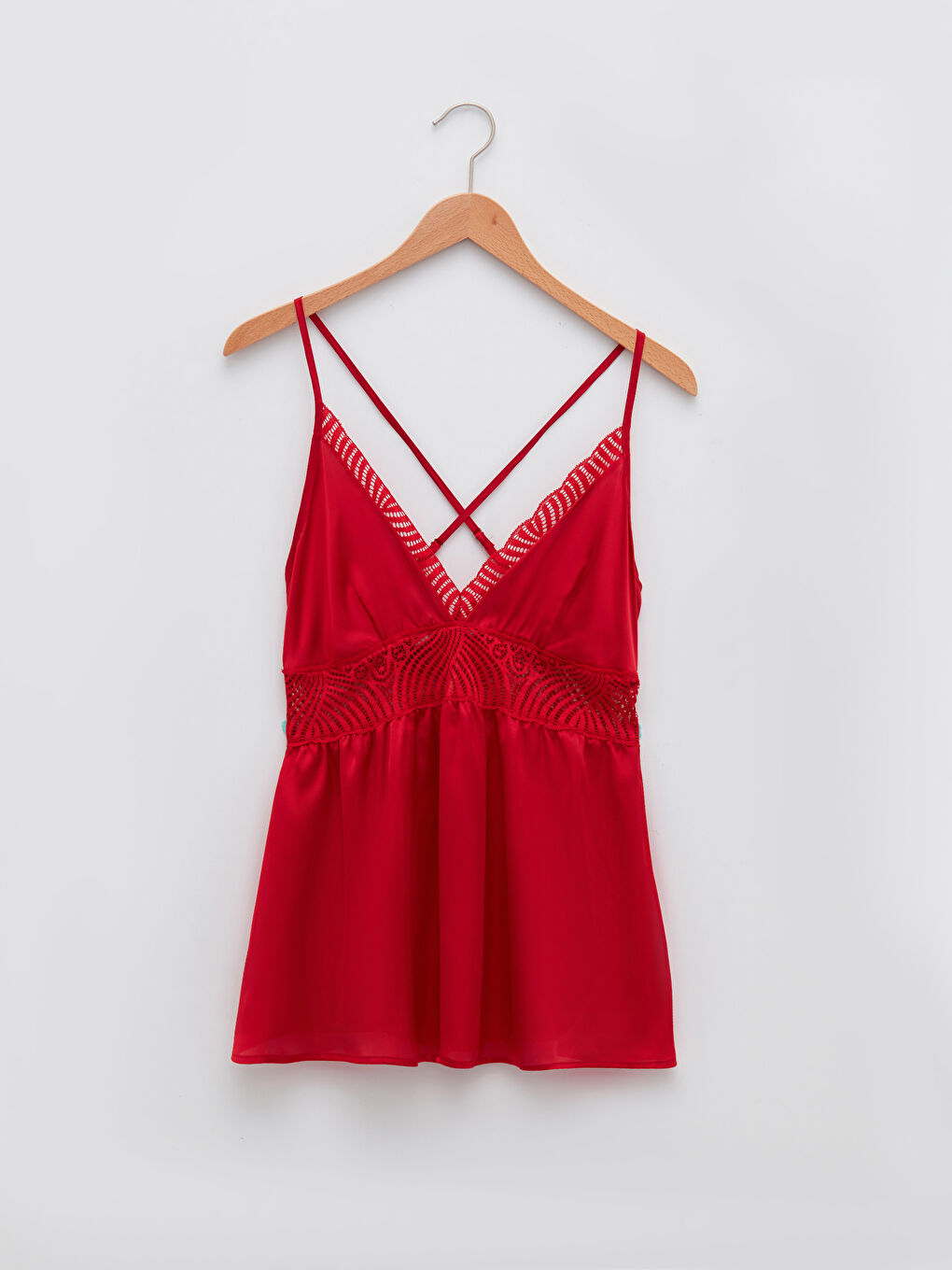 V-Neck Lace Detailed Strappy Women's Pyjama Top