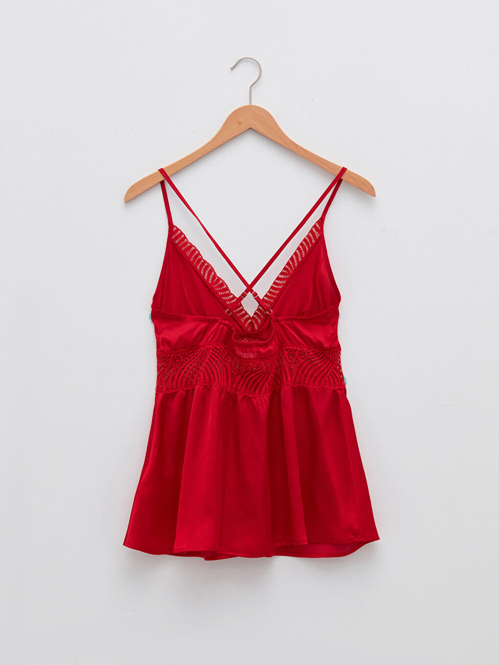 V-Neck Lace Detailed Strappy Women's Pyjama Top-1