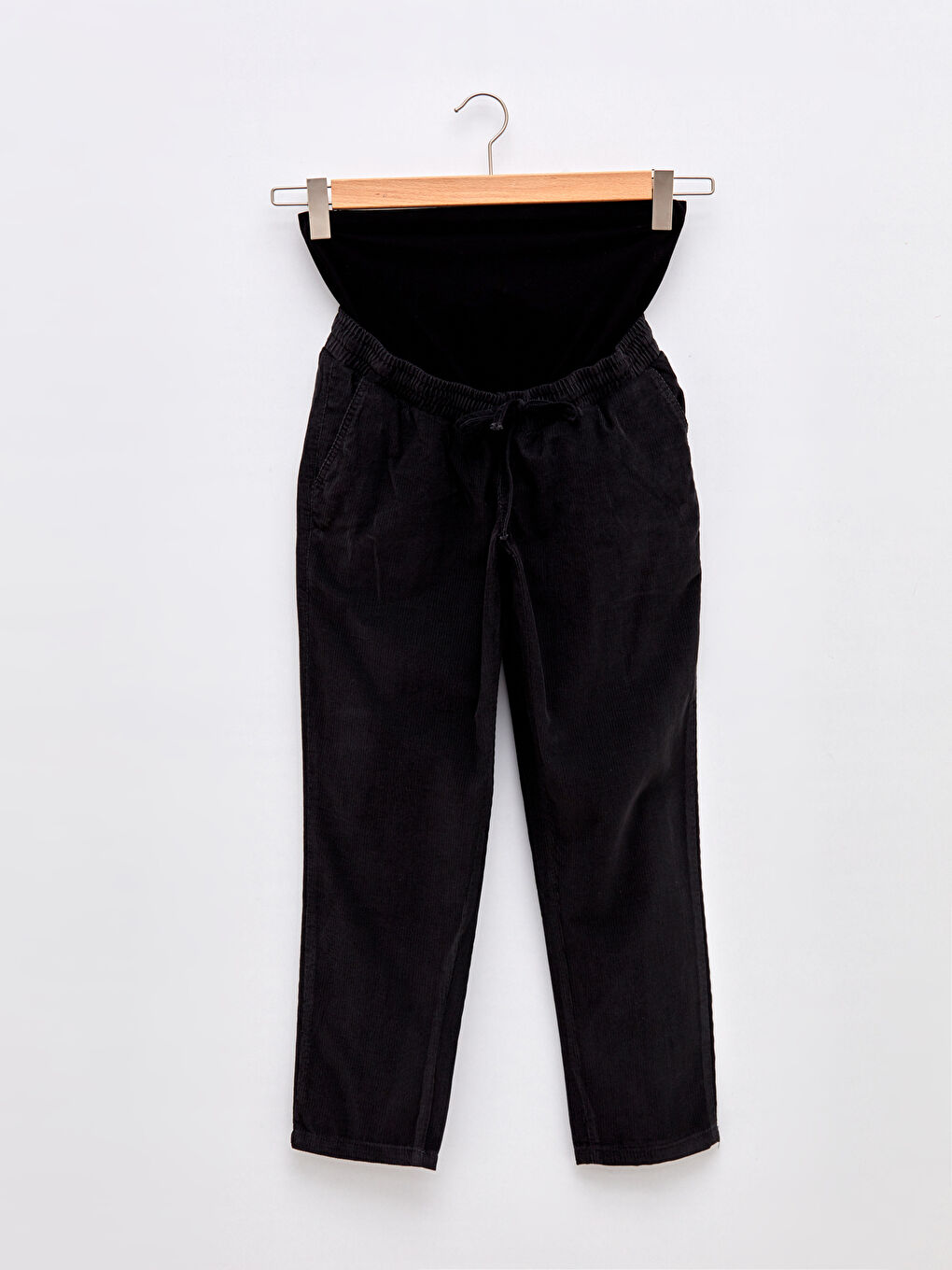 LCWAIKIKI Maternity Elastic Waist Belly Paneled Plain Pocket Detailed Velvet Maternity Pants -W1EG57Z8-CVL