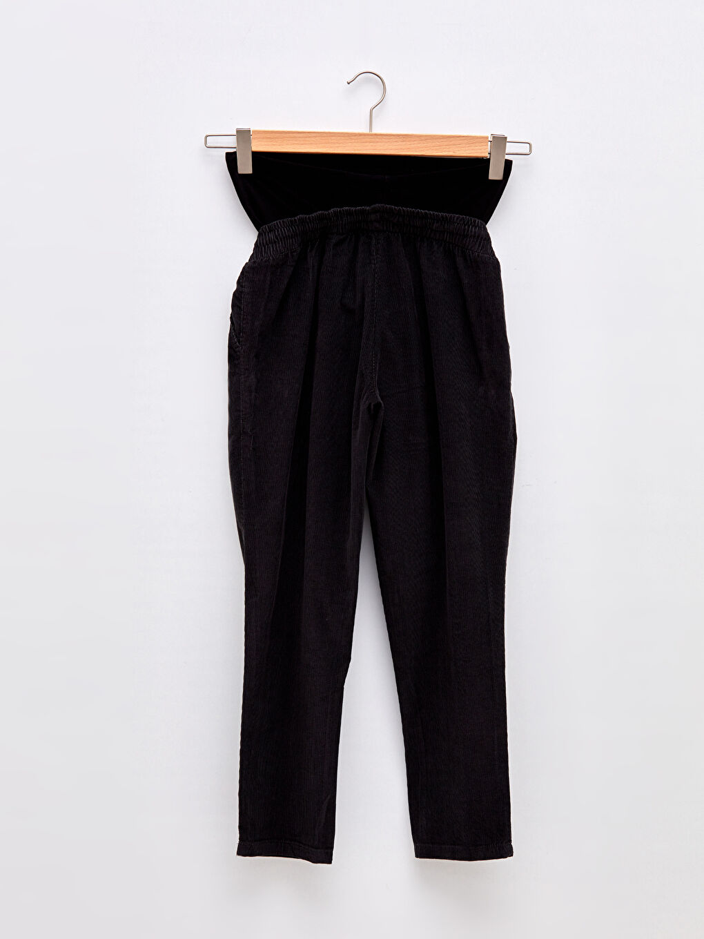 LCWAIKIKI Maternity Elastic Waist Belly Paneled Plain Pocket Detailed Velvet Maternity Pants -W1EG57Z8-CVL