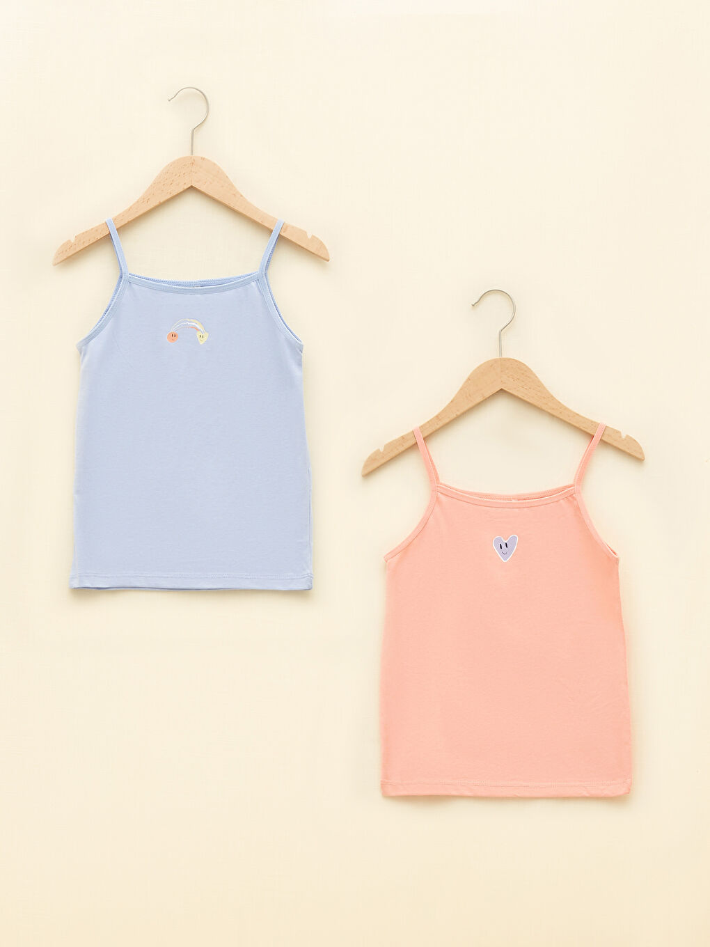 қыздарға арналған шаршы жағалы принтті баулы майка 2 данадан тұратын