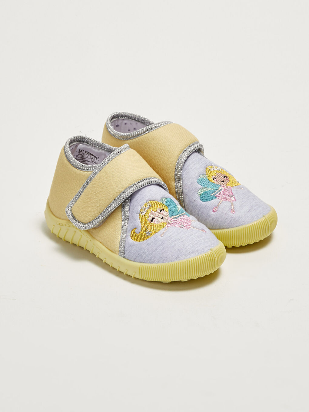 Sarı Baskılı Cırt Cırtlı Kız Çocuk Panduf