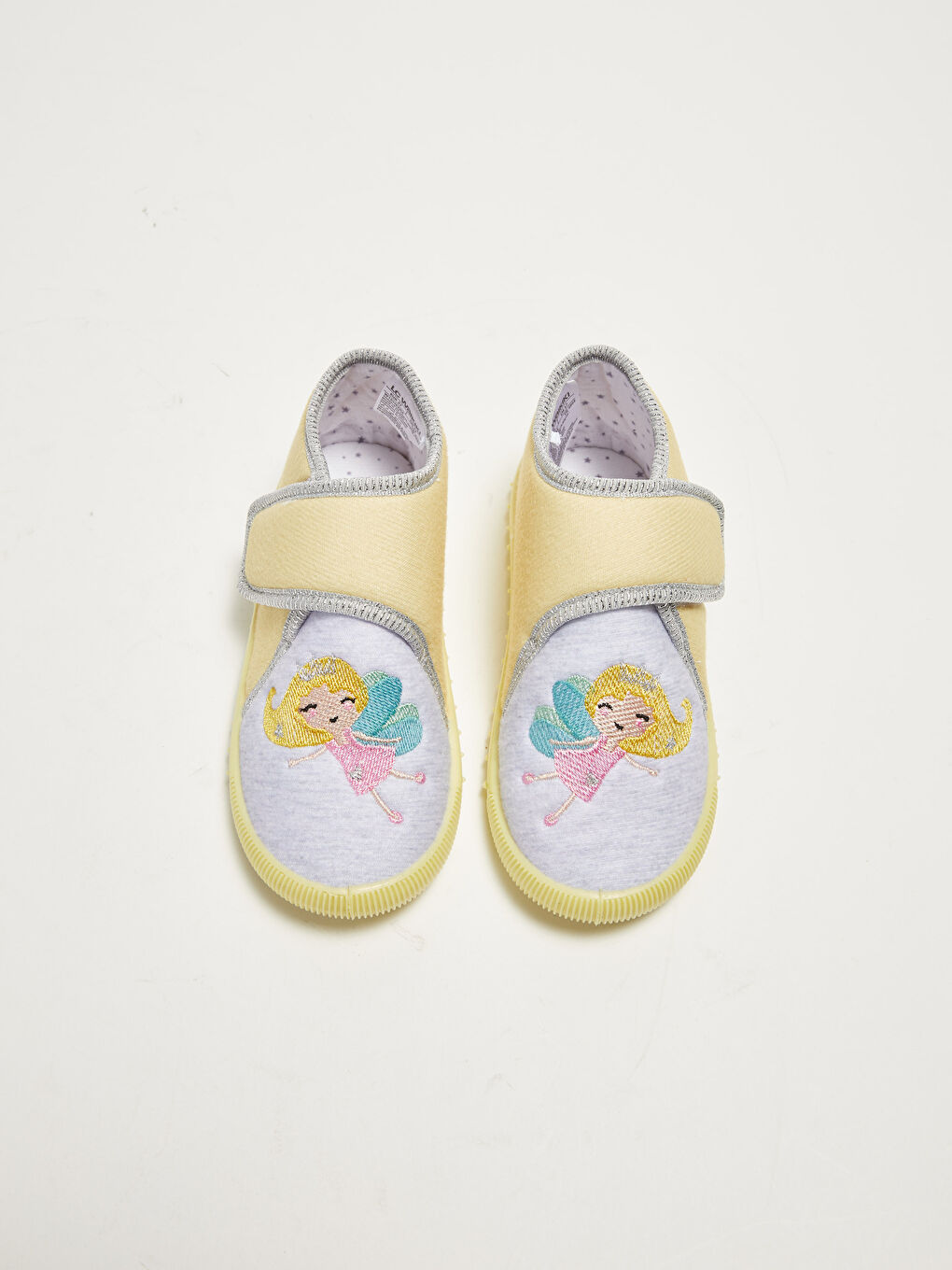 Sarı Baskılı Cırt Cırtlı Kız Çocuk Panduf-5