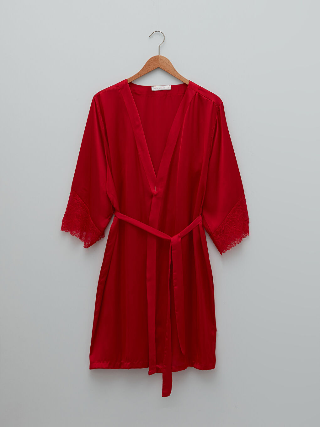 Women's Dressing Gown with Double Breasted Collar Plain Waist Tie Detailed