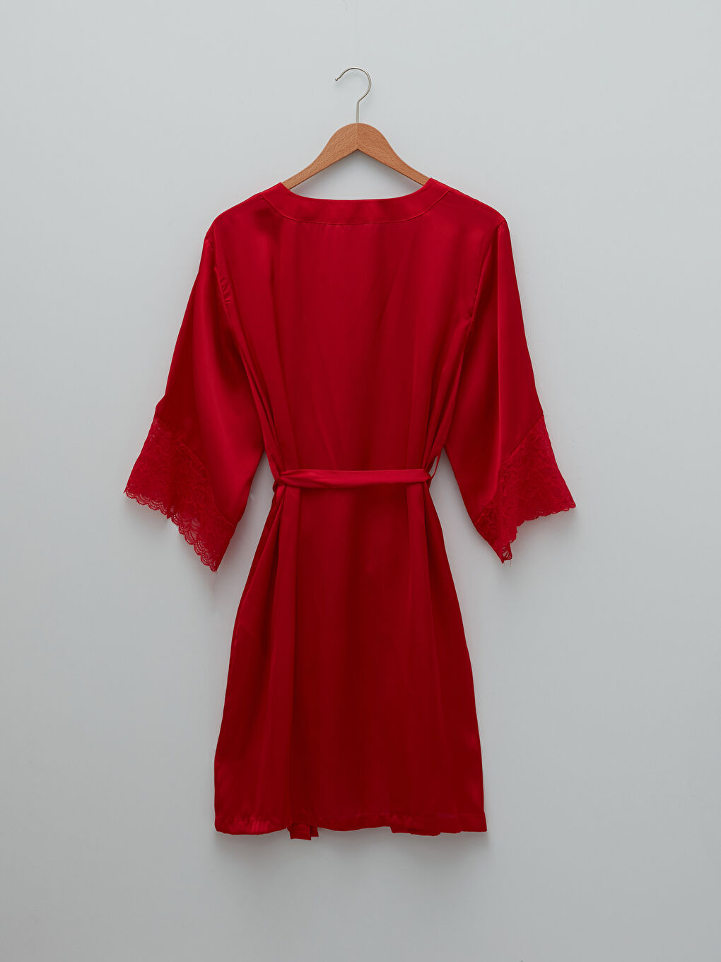 Women's Dressing Gown with Double Breasted Collar Plain Waist Tie Detailed-1