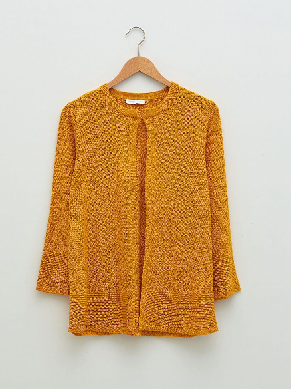 Crew Neck Plain Long Sleeve Women's Knitwear Cardigan-5