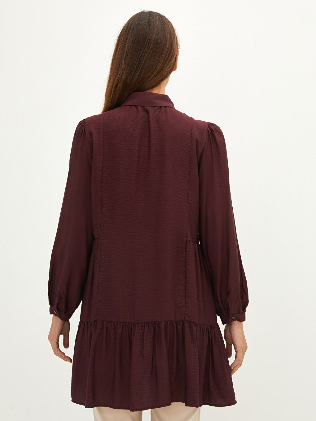 Plain Long Sleeve Women's Shirt Tunic-4