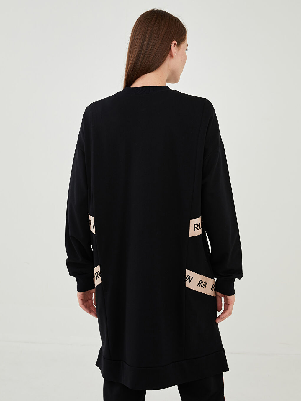 LCW Modest Свитшот-туника с круглым вырезом, длинным рукавом, базовый, хлопковый, для женщин-4