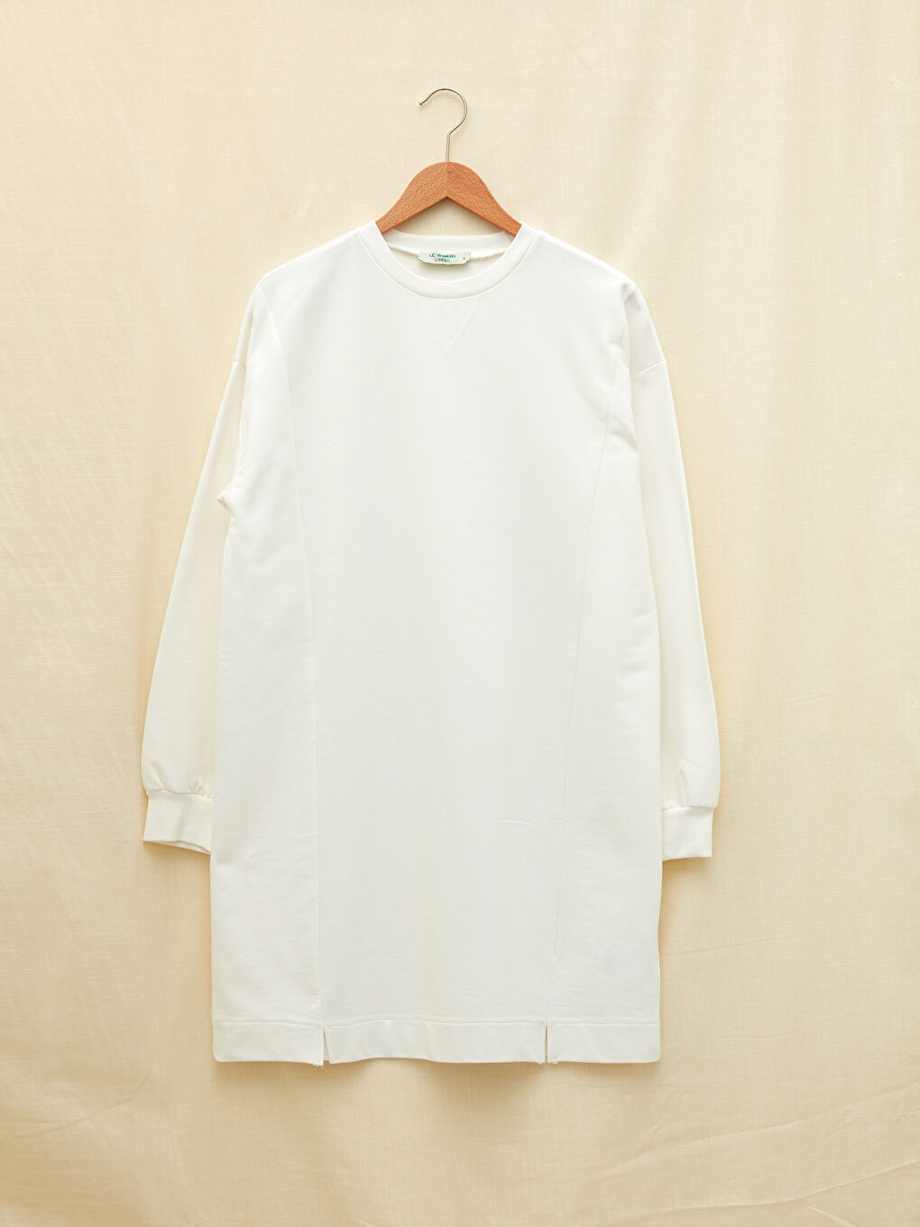 Crew Neck Label Printed Long Sleeve Women's Sweatshirt Tunic-5