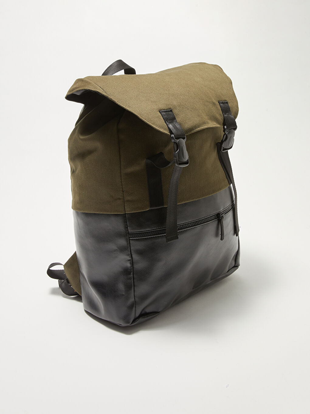 Рюкзак Мужской Холщовый С Деталями Под Кожу-3