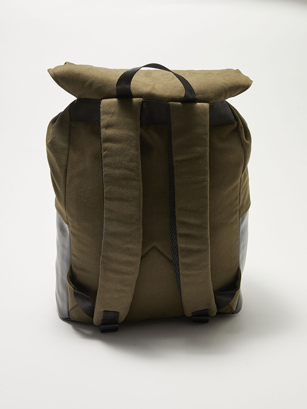 Рюкзак Мужской Холщовый С Деталями Под Кожу-4