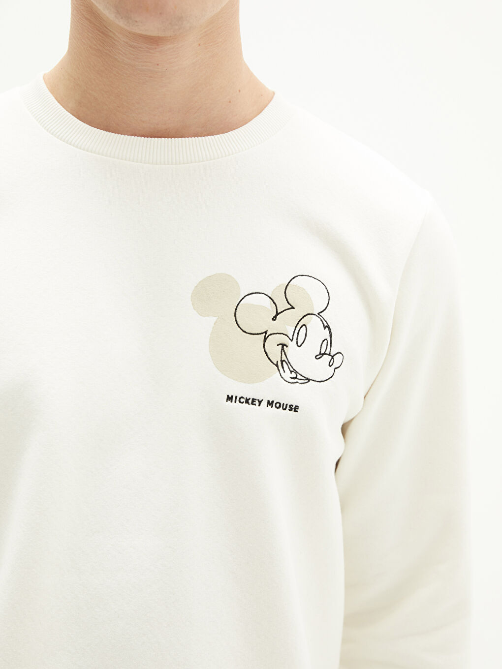 Crew Neck Long Sleeve Mickey Mouse Printed Men's Thick Sweatshirt-3