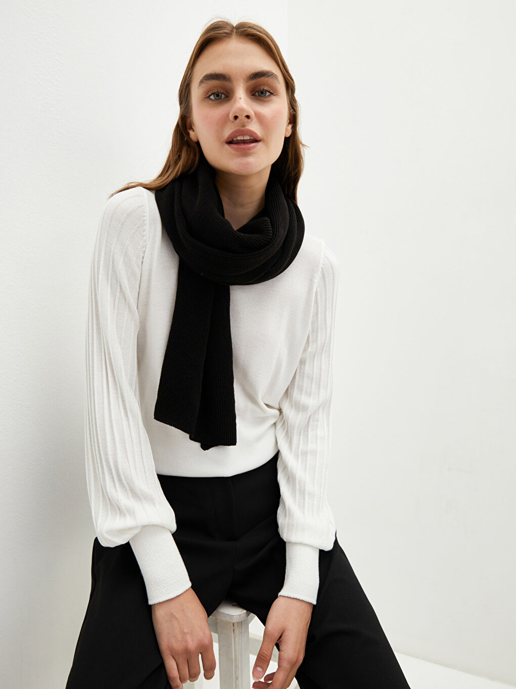 Knit Patterned Tricot Women's Scarf