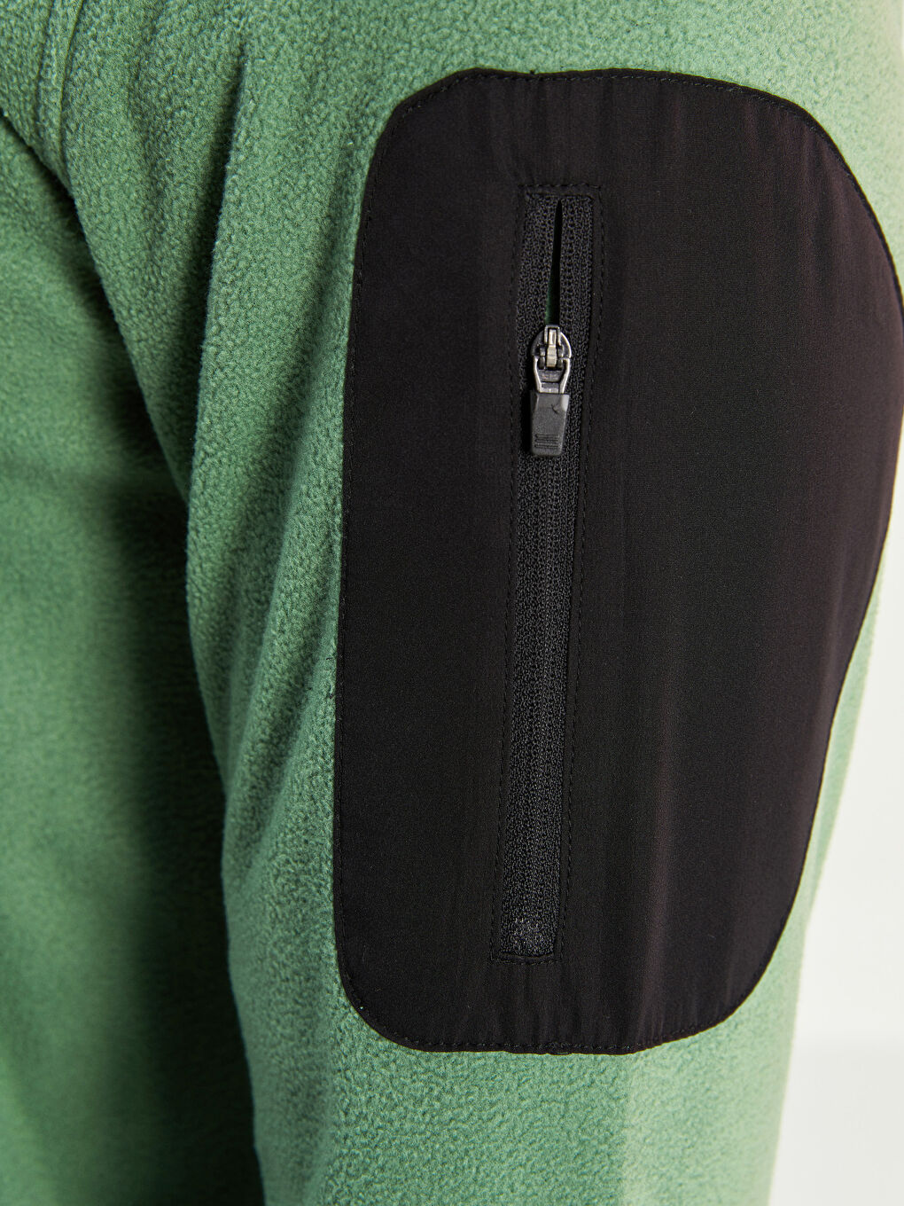 Yeşil Dik Yaka Uzun Kollu Polar Erkek Sweatshirt-2