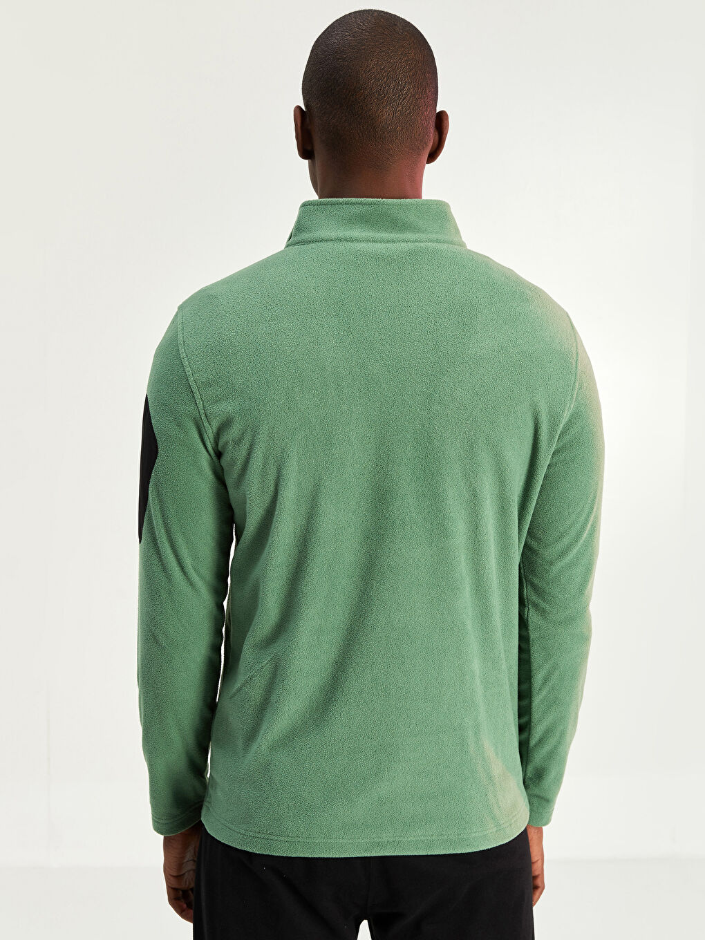 Yeşil Dik Yaka Uzun Kollu Polar Erkek Sweatshirt-3