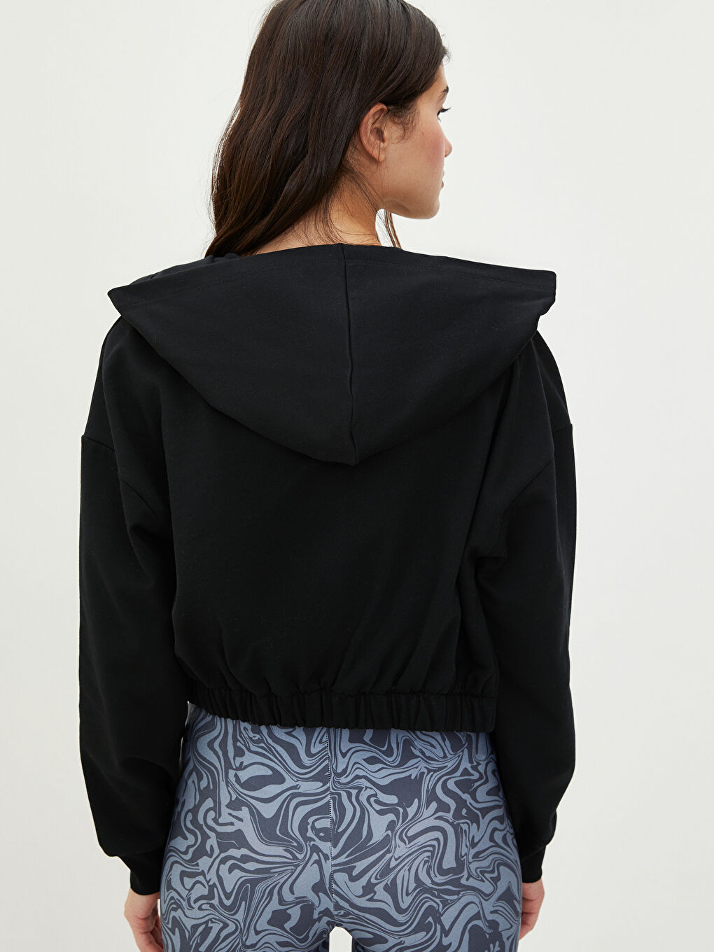 Hooded Slogan Printed Long Sleeve Women's Sports Cardigan-4