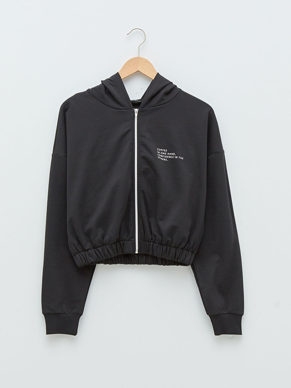 Hooded Slogan Printed Long Sleeve Women's Sports Cardigan-5