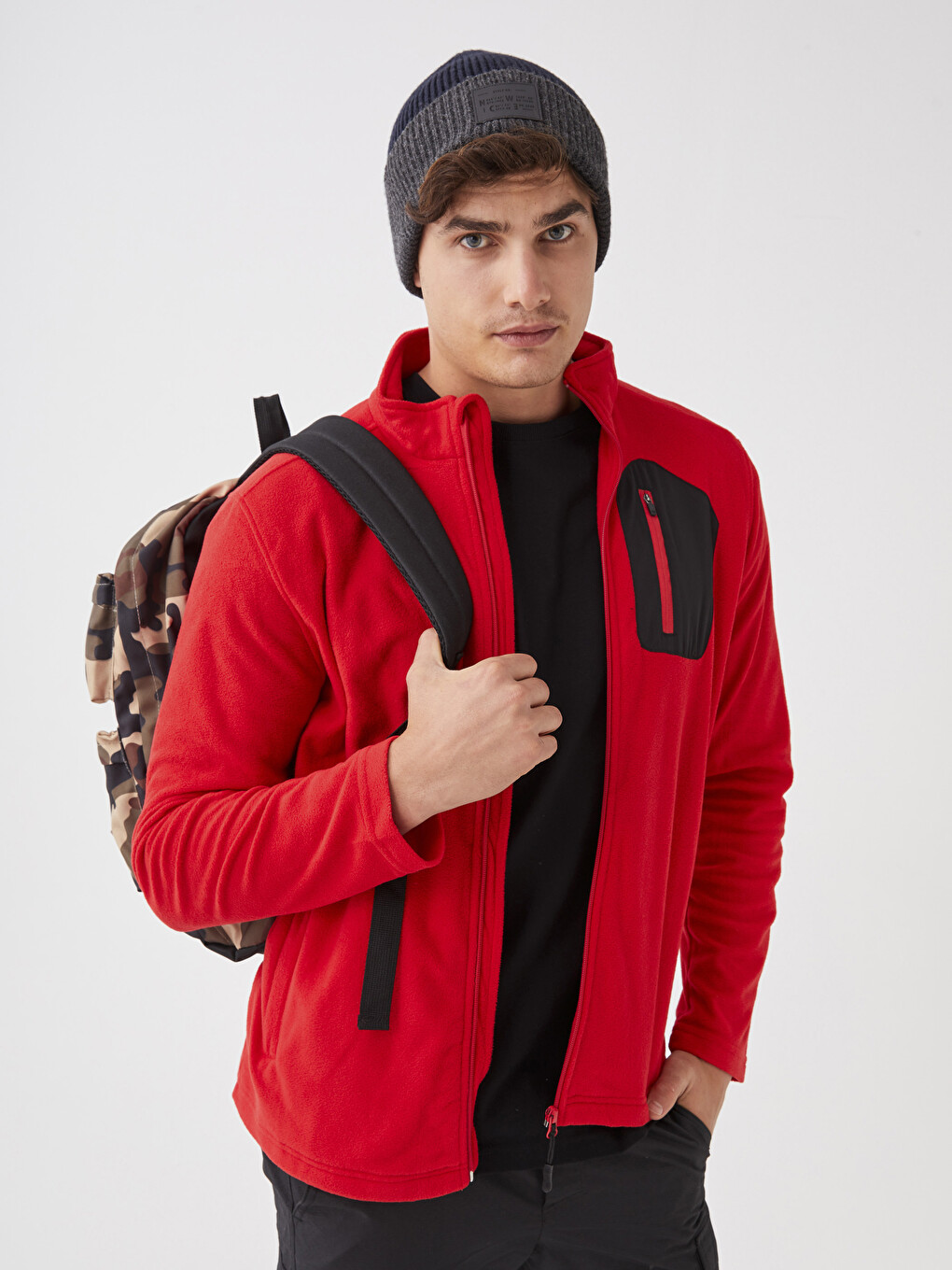 Cardigan De Sport En Polaire À Col Cheminée Pour Hommes Coupe Standard