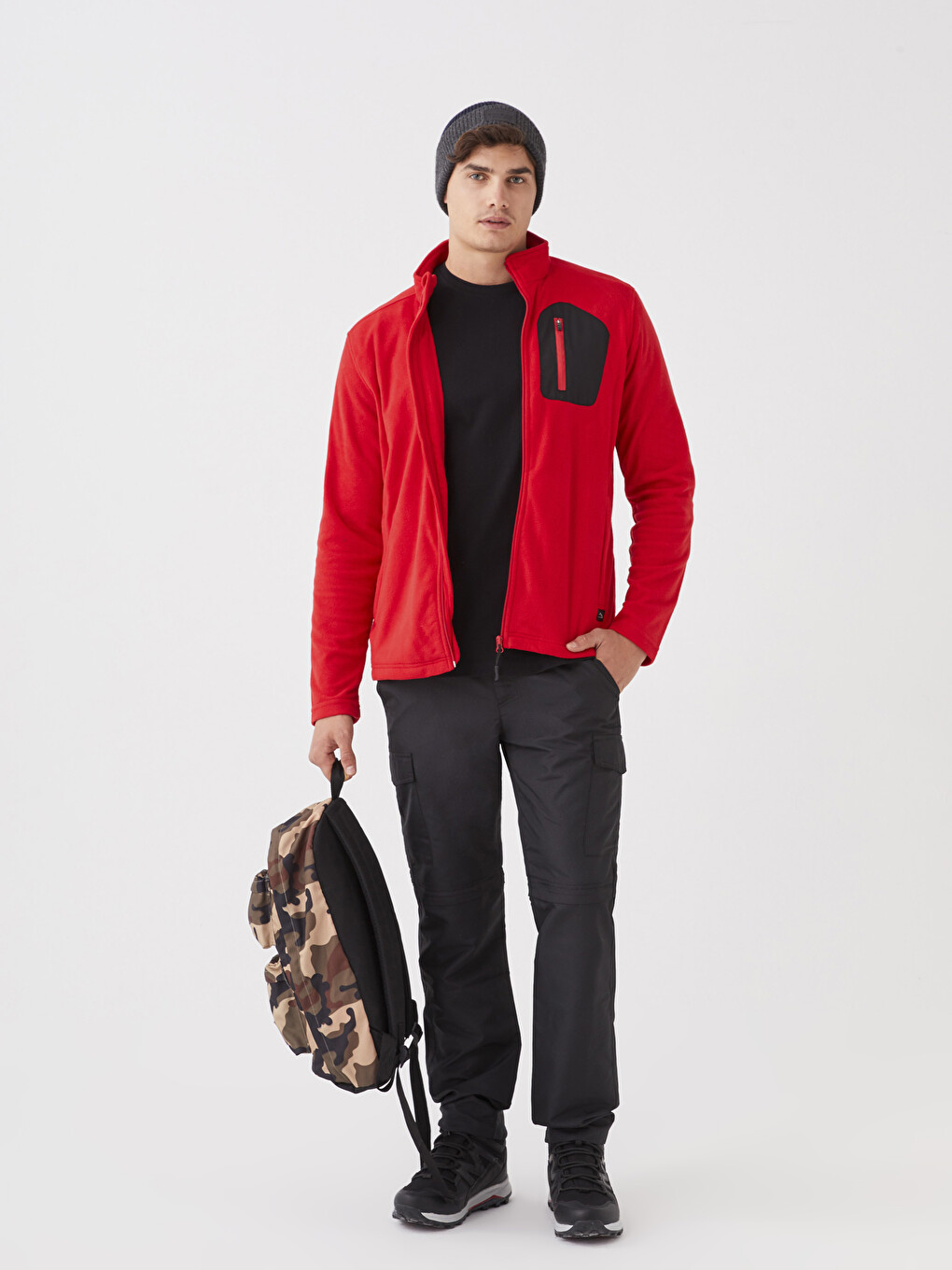 Cardigan De Sport En Polaire À Col Cheminée Pour Hommes Coupe Standard-2