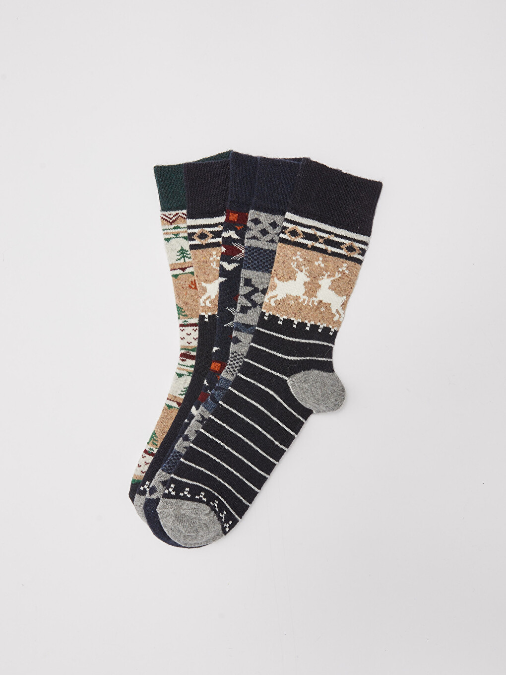 Patterned Thick Men's Socks 5 Pack