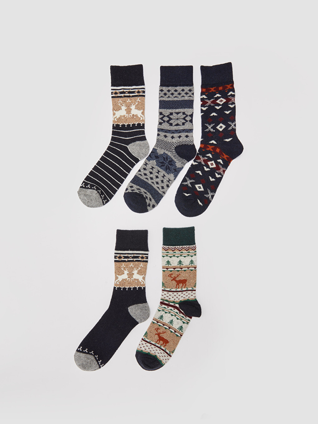 Patterned Thick Men's Socks 5 Pack-1