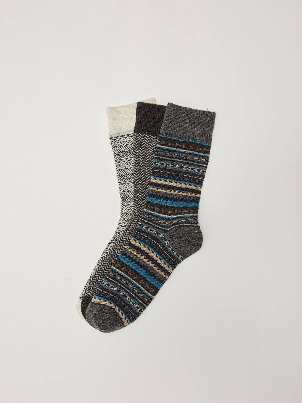 Patterned Thick Men's Socks 3 Pack