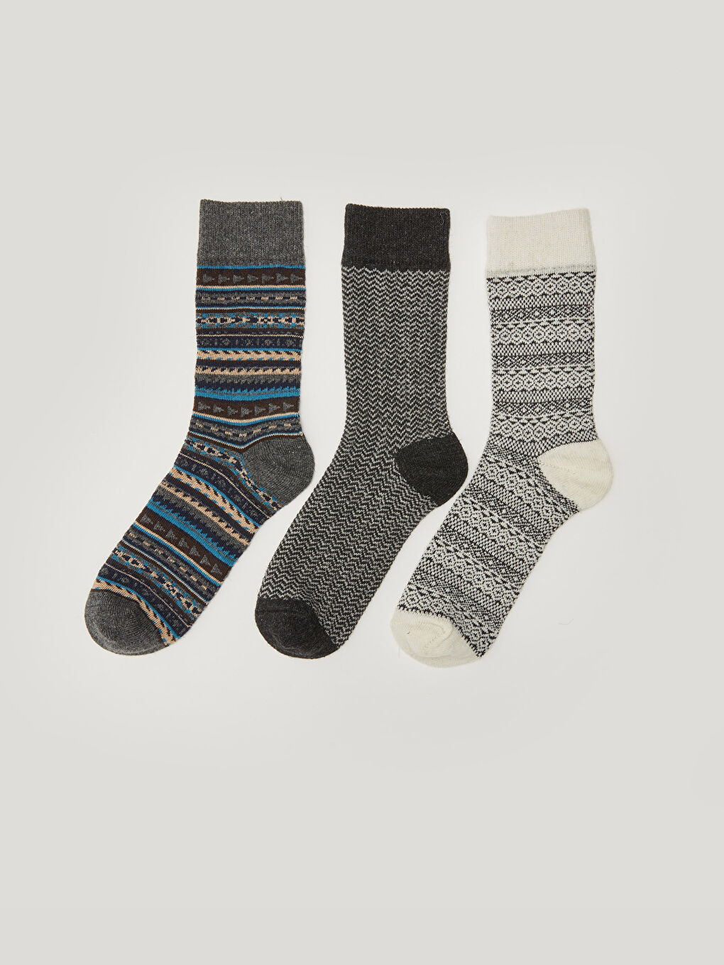 Patterned Thick Men's Socks 3 Pack-1