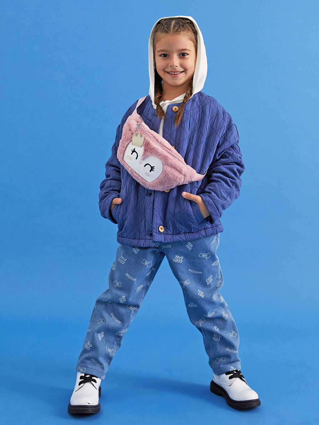 Blugi Mom din Bumbac Imprimat pentru Fete-2