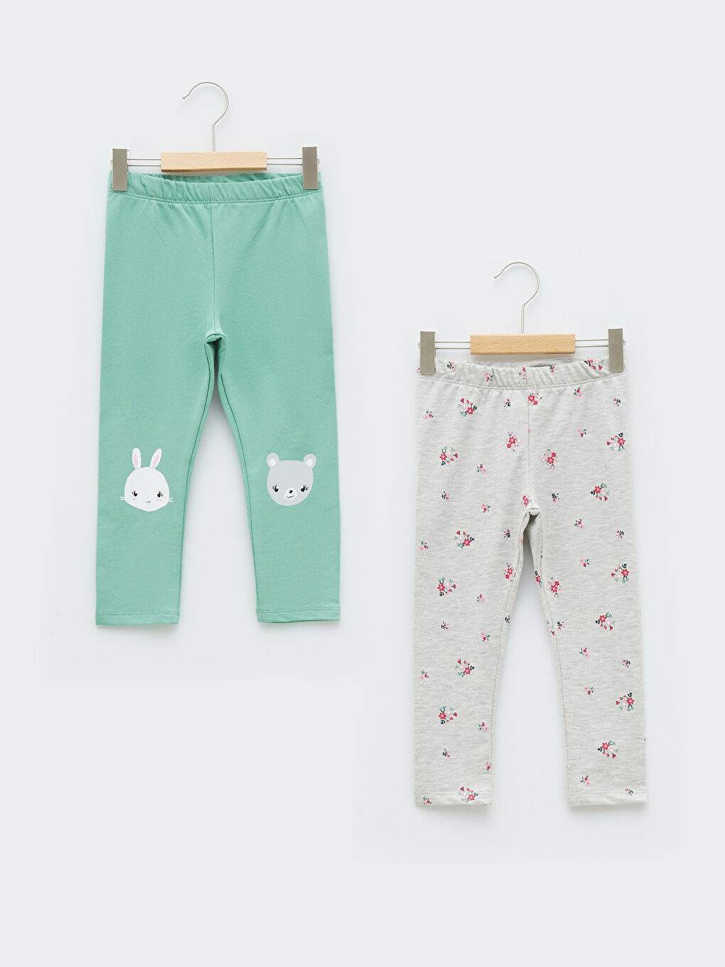 Elastic Waist Printed Cotton Baby Girl Tights 2-Pack