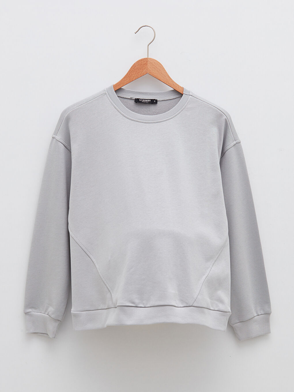 Crew Neck Plain Maternity Sweatshirt-5