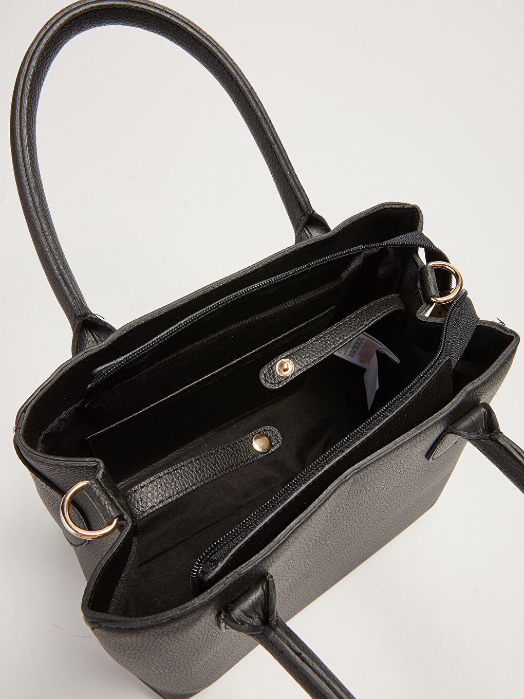 Siyah Deri Görünümlü Kadın Kol Çantası-7