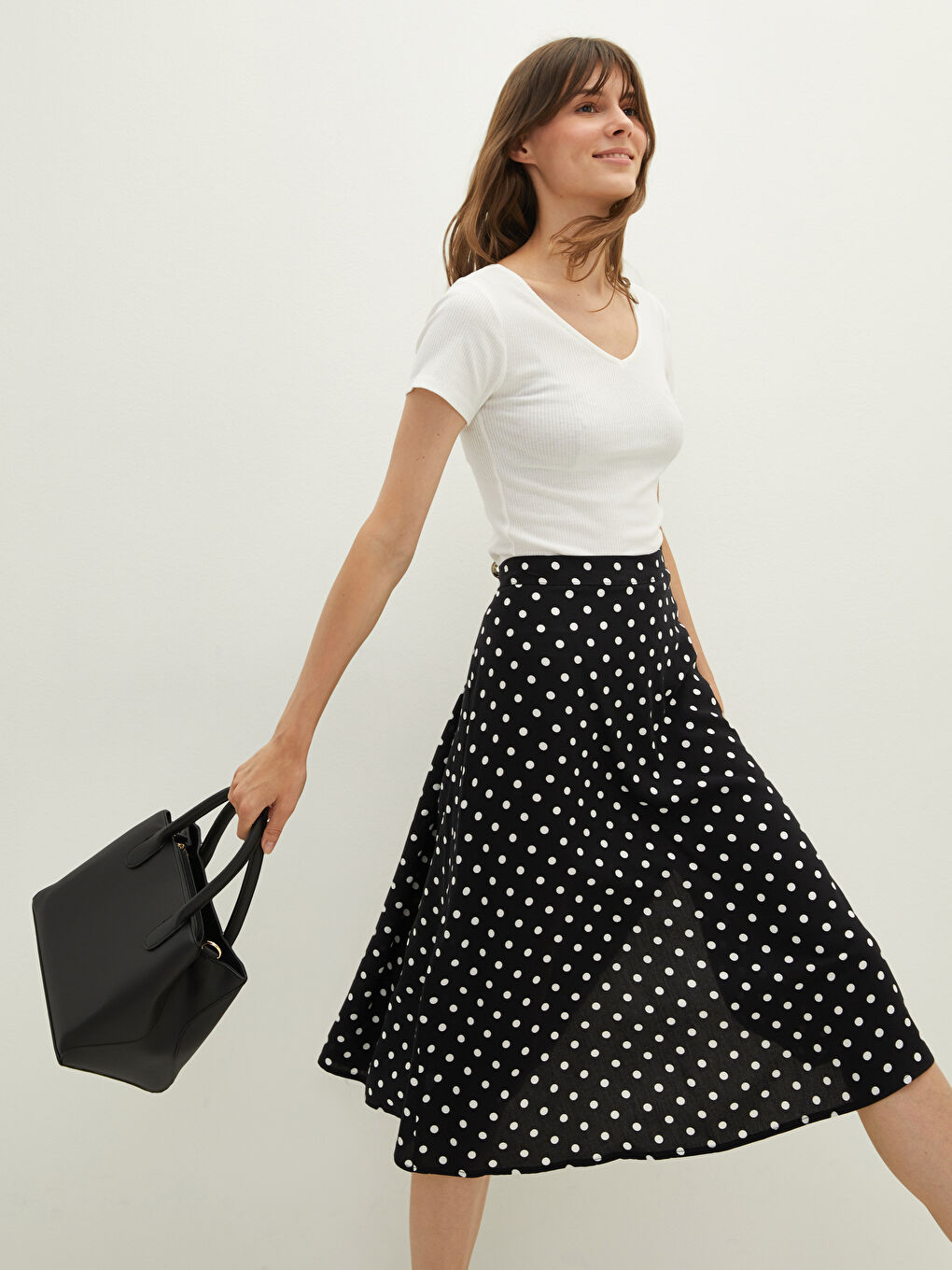 Siyah Deri Görünümlü Kadın Kol Çantası-3