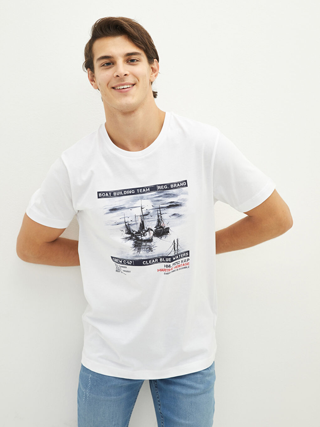 Crew Neck Printed Short Sleeve Men's T-Shirt