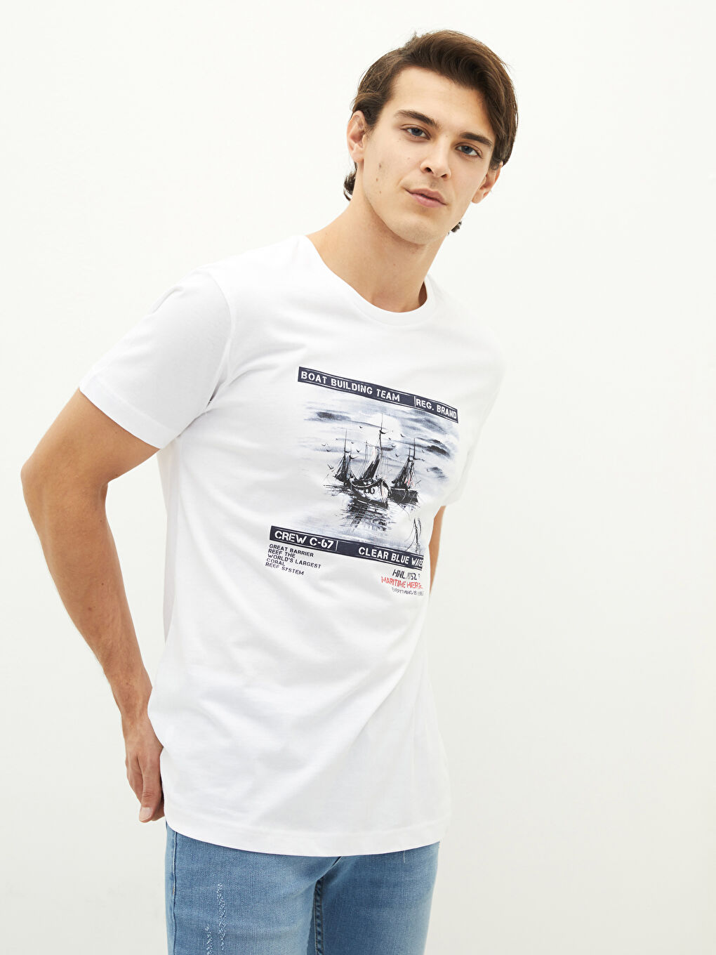 Crew Neck Printed Short Sleeve Men's T-Shirt-1