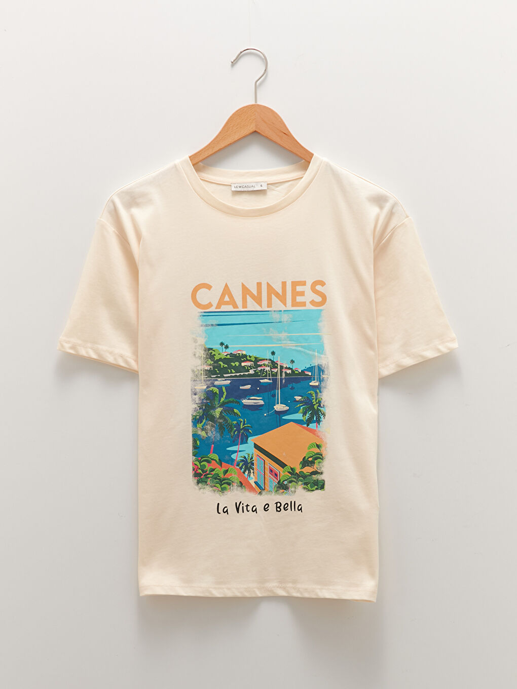 Crew Neck Printed Short Sleeve Cotton Women's T-shirt-5