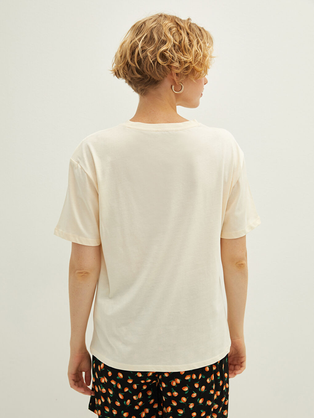 Crew Neck Printed Short Sleeve Cotton Women's T-shirt-4