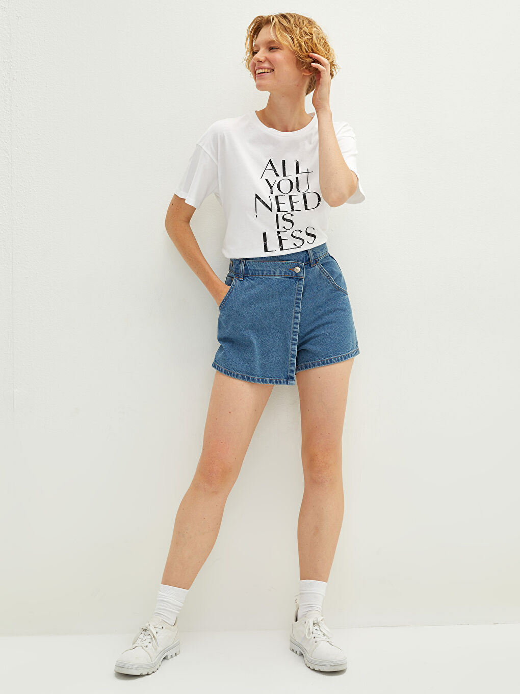 Crew Neck Printed Short Sleeve Cotton Women's T-shirt-3