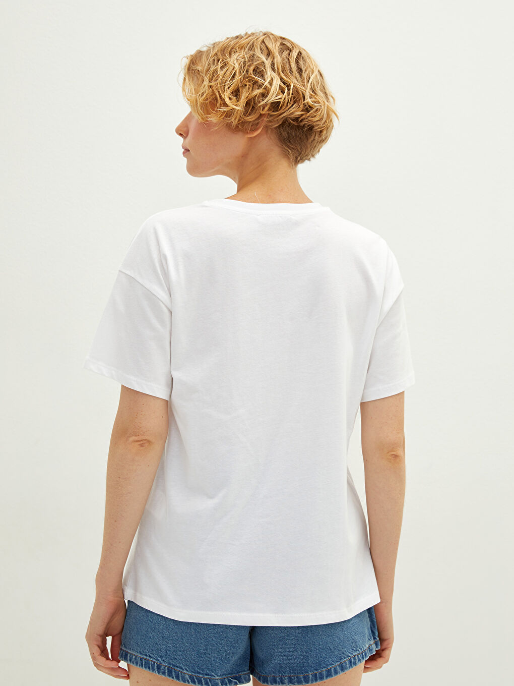 Crew Neck Printed Short Sleeve Cotton Women's T-shirt-4