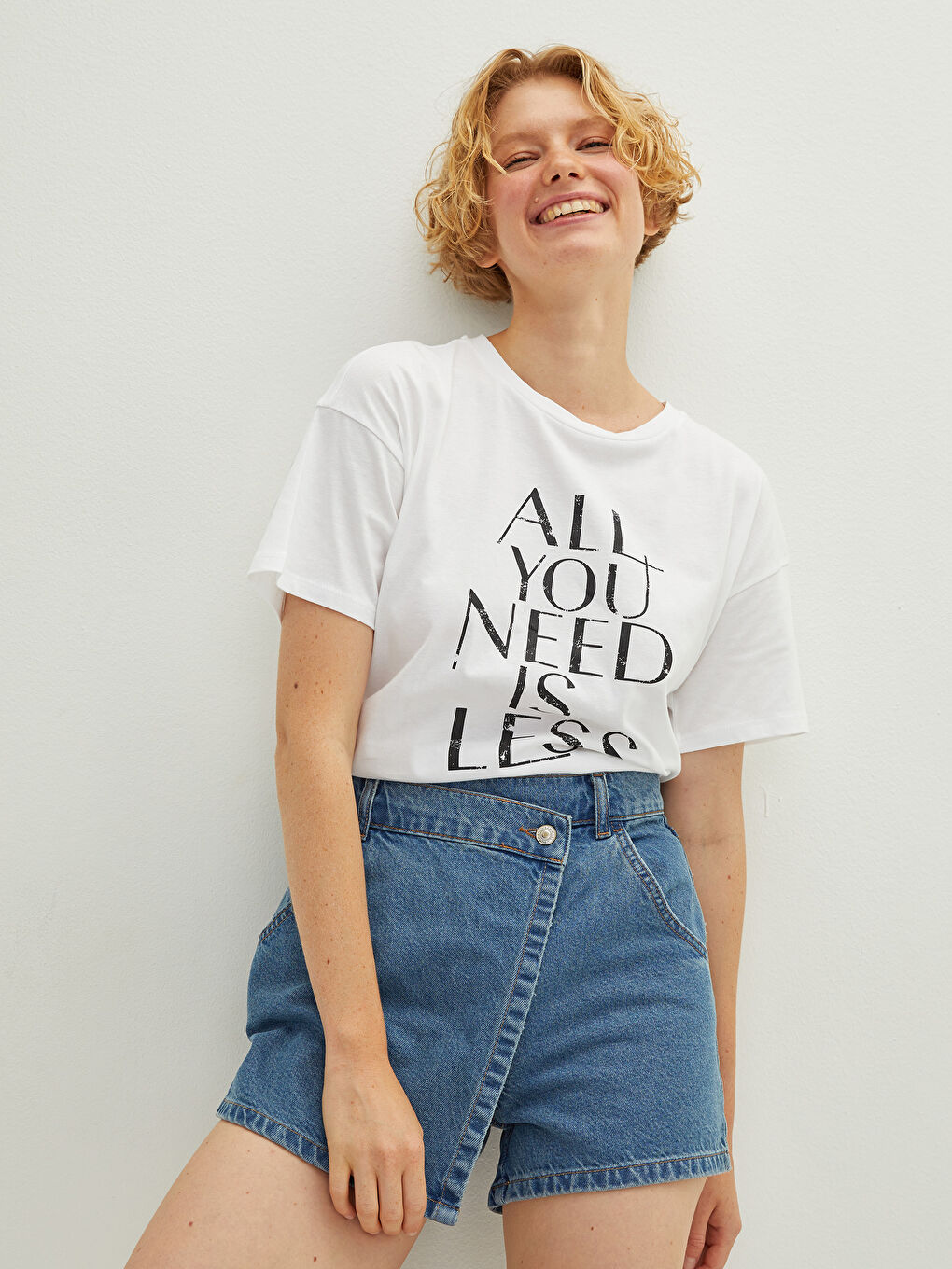 Crew Neck Printed Short Sleeve Cotton Women's T-shirt