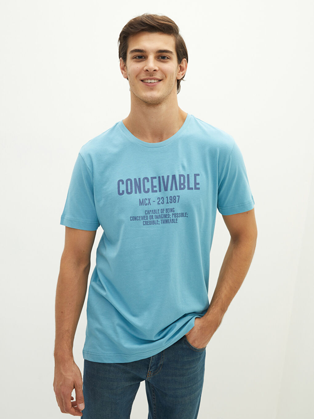 LC Waikiki Crew Neck Short Sleeve Printed Combed Cotton Men's T-shirt -W1EO24Z8-P5P