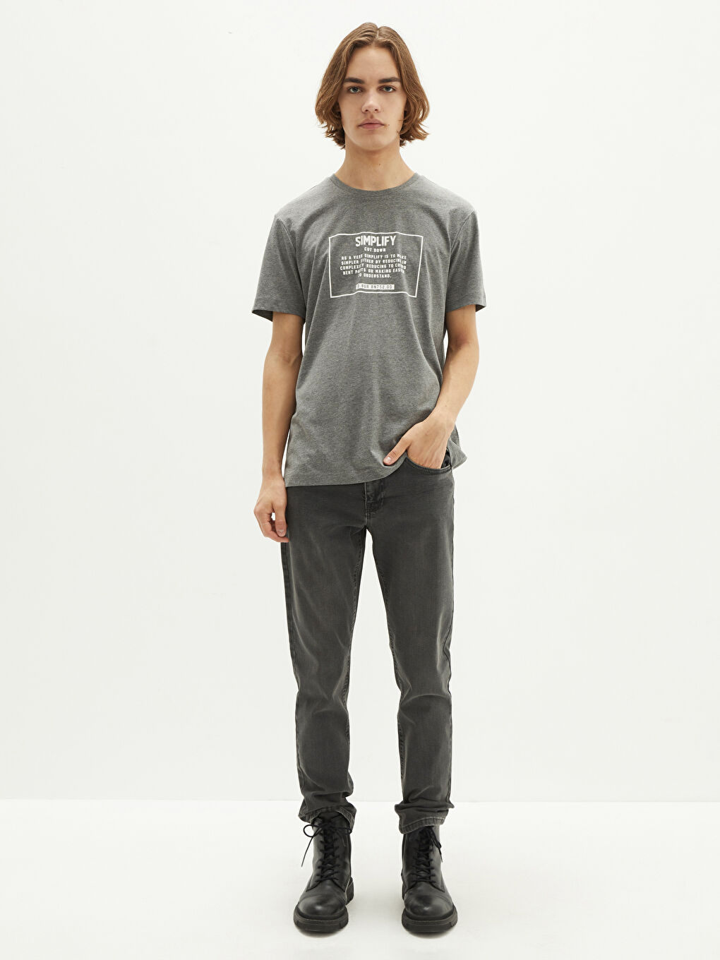 تيشيرت رجالي ياقة دائرية كم قصير مطبوع قطن ممشط-2