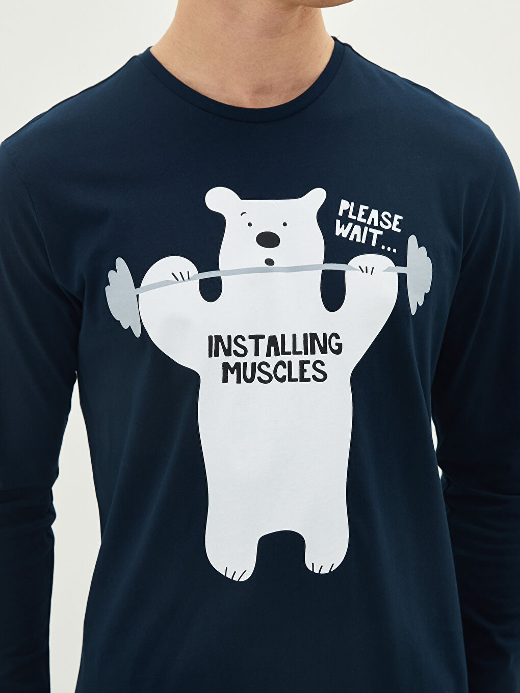 Lacivert Standart Kalıp Baskılı Erkek Pijama Takımı-3