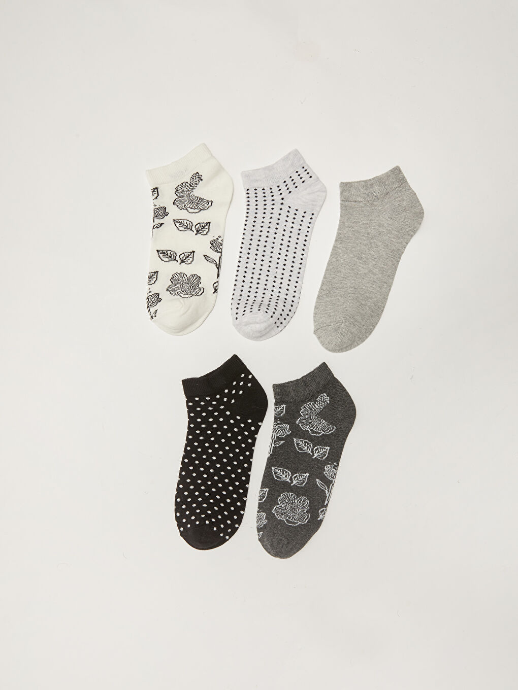 جوارب بوتي للسيدات بنقشة زهور - عبوة من 5 قطع-1
