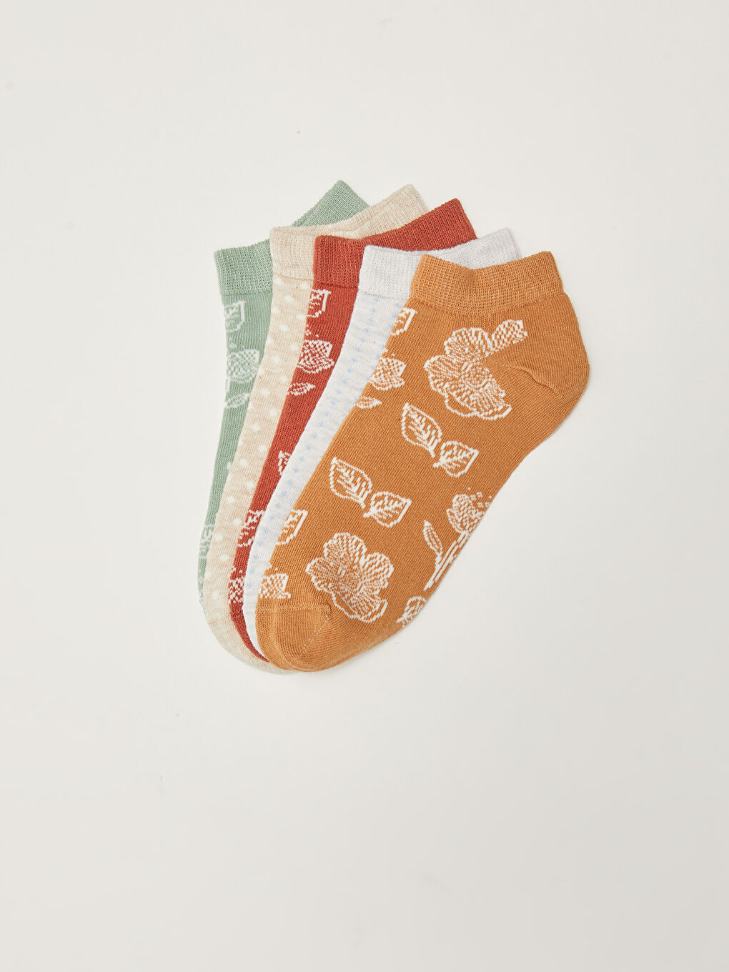 Floral Pattern Women's Booties Socks 5-Pack